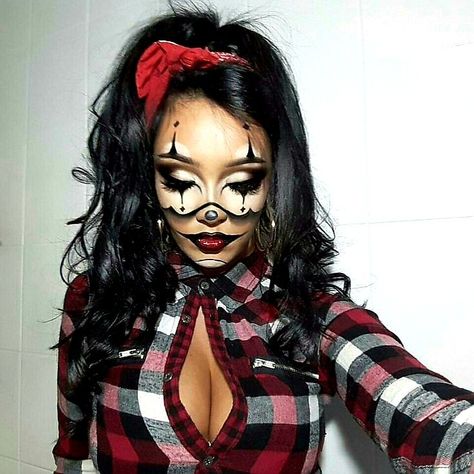 Gangsta Clown Makeup, Chicana Makeup, Chola Makeup, Girl Halloween Makeup, Gangster Clown, Halloween Makeup Clown, Makeup Clown, Chola Girl, Holloween Makeup