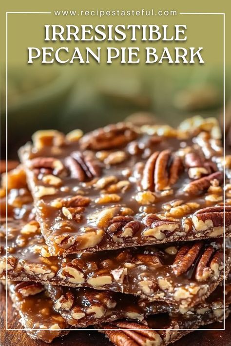 This easy-to-make pecan pie bark combines toasted pecans, buttery caramel, and optional melted chocolate for a sweet, crunchy treat. Perfect for holiday gifting or satisfying your sweet tooth any time! Pecan Bark Recipe, Pecan Pie Bark Recipe, Bark Recipes Easy, Pecan Pie Bark, Candied Almonds, Best Christmas Recipes, Roasted Pecans, Candy Recipes Homemade, Christmas Candy Recipes