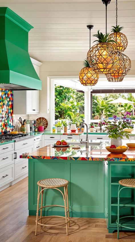 Coastal Kitchen Ideas Key West Kitchen Ideas, Caribbean Kitchen Design, Modern Tropical Kitchen, Key West Kitchen, Tropical Kitchen Design, Neutral Cabinets, Coastal Kitchen Ideas, Countertop Inspiration, Tropical Kitchen