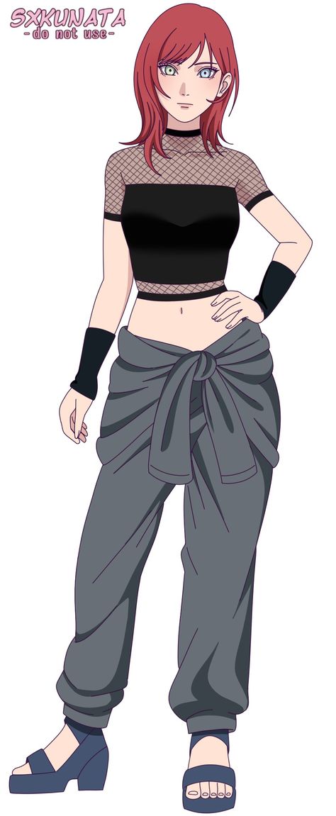 Outfit design by @flaviavitoriamontalvao , character design by me Naruto Character Creator, Kunoichi Outfit, Naruto Clothing, Base Anime, Ninja Outfit, Oc Manga, Naruto Oc Characters, Anime Ninja, Manga Naruto