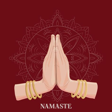 Illustration of karma depicted with Namaste, Indian women's hand greeting posture of namaste with lotus flower vector illustration Namaste Illustration, Lotus Flower Vector, Namaste Hands, Flower Vector Illustration, Namaste Art, Prayer Hands, Flower Vector, Shiva Painting, Jessica Rabbit