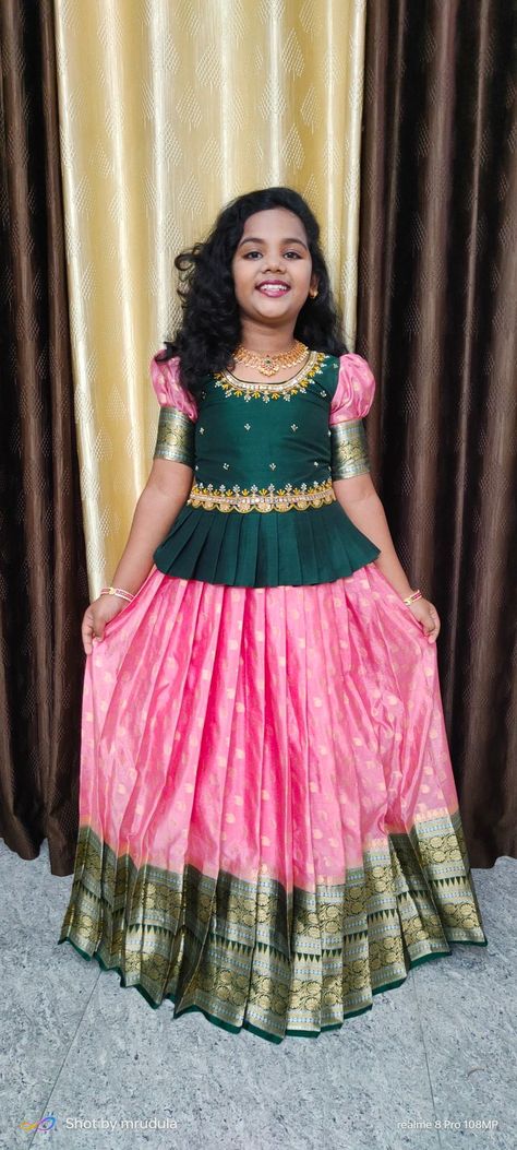 Baby Langa Blouse Designs, Pattu Pavadai Designs For Kids, Pattu Langa Blouse Designs For Kids, Prince Cute Blouse Design, Pattu Pavadai Kids Blouse Designs, Blouse Designs For Kids, Pattu Lehenga For Kids, Langa Blouse For Kids, New Model Dress