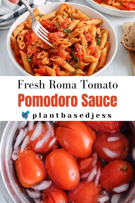 How To Use Up Roma Tomatoes, Pasta Sauce Recipes Roma Tomato, Recipes With Fresh Roma Tomatoes, Roma Tomato Pasta Sauce, Homemade Roma Tomato Sauce, Authentic Italian Spaghetti Sauce From Fresh Tomatoes, Tomatoe Sauce Based Recipes, Fresh Plum Tomato Sauce, Fresh Roma Tomato Sauce