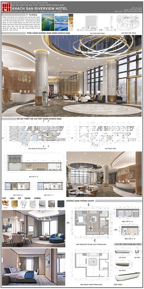 Riverview Hotel on Behance Hotels Reception Design, Resort Reception Design Plan, Hotel Room Floor Plan Layout, Hotel Room Plan Layout, Hotel Design Architecture Concept, Hotel Hall Design, Hotel Reception Plan, Hotel Reception Interior Design, Luxury Hotel Lobby Reception