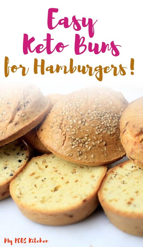 These easy keto buns are the best tasting gluten free buns you'll ever need in your life. So simple to make, these homemade gluten free buns taste much better than store bought bread. Use this paleo bread recipe to make your favorite burger recipes. Keto Hamburger Buns, Hamburger Buns Recipe, Low Carb Burger Buns, Keto Hamburger, Paleo Bread Recipe, Diet Bread, Hamburger Bun Recipe, Keto Banana Bread, Keto Buns