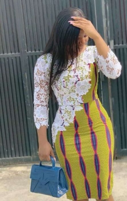 African Print With Lace Combination, Combined Ankara Short Gown, Short Ankara Dresses Classy With Lace, Ankara Mixed With Lace Short Gown Styles, Classic Ankara Styles For Ladies, Latest Ankara Dress Designs For Ladies, Short Ankara Gown Styles For Ladies, Ankara With Lace Styles, Ankara With Lace Combination Styles