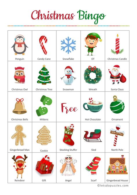 Christmas Bingo Printable Free, Xmas Games For Kids Free Printables, Christmas Bingo For Kids, Free Christmas Bingo, Bingo Christmas, Christmas Lights Bingo Free Printable, Kids Christmas Bingo Free Printable, Christmas Elementary, Kids Crafts Ornaments