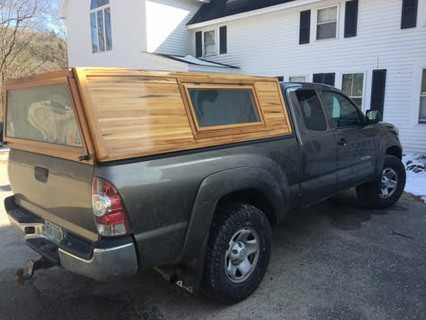 Diy Wood Truck, Diy Camper Shell, Truck Bed Camper Ideas, Camper Shell Ideas, Wood Truck Bed, Truck Camper Diy, Truck Bed Toppers, Truck Topper Camper, Wood Truck Bedding