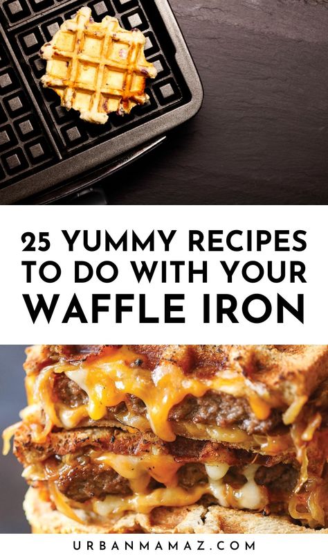 Looking for yummy recipes to do with your waffle iron? Check out this ultimate list of 25 insanely delicious waffle iron recipes that are worth waking up for. Waffle Iron Breakfast Ideas, Easy Waffle Iron Recipes, What To Cook In Waffle Maker, Waffles Iron Recipes, Taco Waffles, Healthy Waffle Iron Recipes, Single Waffle Maker Recipes, Recipes With Waffle Maker, Recipes Using Waffle Maker