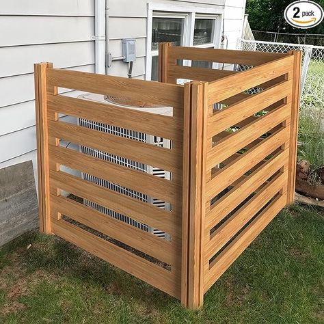 Amazon.com : Beimo Air Conditioner Fence Wood Composter Bin 3 Panels 36 "L x 36 "W x 36 "H Privacy Screens Fence Panels for Outside，Outdoor Trash Can Pool Equipment Enclosure Panels : Patio, Lawn & Garden Porch Gate Ideas, Trash Can Fence, Wooden Privacy Fence, Trash Can Enclosure, Air Conditioner Screen, Air Conditioner Fence, Pool Equipment Enclosure, Hide Trash Cans, Wood Bin