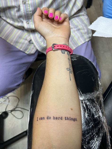 Amanda Sobhy on Twitter: "I read Untamed by @GlennonDoyle over the pandemic when I was going through a difficult period & her words, “We can do hard things” forever stuck w/ me. It soon became a source of comfort for me over the years. My new tattoo is forever a reminder that I can do hard things. 🙏🏽💜🙌🏽 https://t.co/s3KlNpMYMo" / Twitter Because I Can Tattoo, I Can Do It Tattoo, We Can Do Hard Things Tattoo, You Can Do Hard Things Tattoo, I Can Do Hard Things Tattoo, Untamed Tattoo, Hard Times Tattoo, We Can Do Hard Things, I Can Do Hard Things