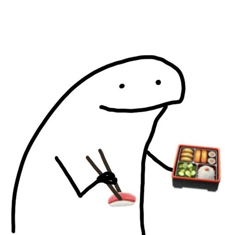 Flork meme holding a Bento with left hand and hashis and sushi onigiri on right hand Sushi Funny, Florkofcows Icons, Flork Meme, Funny Stick Figures, Stick Drawings, Funny Stickman, Funny Yugioh Cards, Stick Man, This Meme