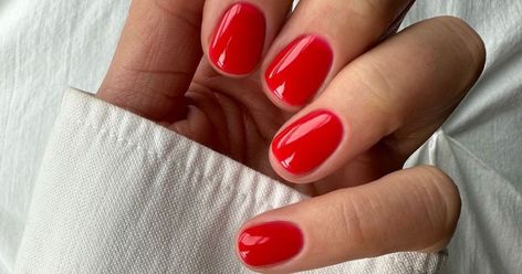 The Nail Polishes Our Editors Swear by When We’re in the Mood for a Red Mani Long Round Nails, Black Cherry Nails, Short Red Nails, Opi Red, Old Money Nails, Silver Nail Polish, Money Nails, Bright Red Nails, Sheer Nails