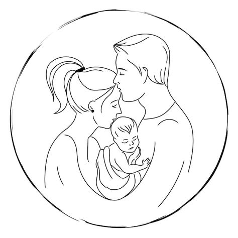 Happy mother and father holding newborn ... | Premium Vector #Freepik #vector #mother-care #motherhood #mother-baby #parenthood Newborn Baby Drawing, Motherhood Drawing, Holding Newborn, Mother Father And Baby, Family Sketch, Baby Sketch, Easy Mandala Drawing, Simple Hand Embroidery Patterns, Easy Cartoon Drawings