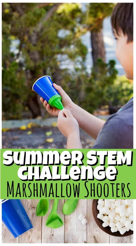 Summer Stem Activities, Stem Activity For Kids, Summer Activity For Kids, Marshmallow Shooter, Summer School Activities, Elementary Stem Activities, Summer Stem, School Age Activities, Summer Camp Activities