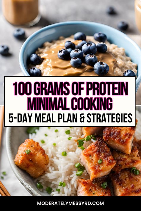 If you’re someone who is looking to eat healthier and reach an overall higher protein intake but don’t have the time or motivation to cook, this 5-day meal plan with minimal cooking will inspire you with knew ideas to try. Each day provides at least 100 grams of protein with simple, easy meals- most that require no cooking at all. All it takes is a little more awareness of how to build a higher protein meal. Perfect Meal Plan, Body Recomposition Recipes, High Protein Whole Foods Meals, Body Building Recipes For Women, Meal Plan To Tone Up Women, 130g Protein Meal Plan Vegan, 150 Grams Protein Meal Plan, 90g Of Protein A Day Meal Plan, Meals With 35 Grams Of Protein