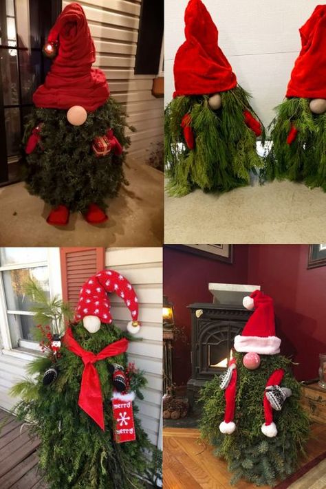 Christmas Knomes Evergreen Tree, Christmas Craft Ideas For Adults, Gnome Trees, Tomato Cage Crafts, Christmas Knomes, Christmas Craft Show, Indoor Crafts, Christmas Crafts Diy Projects, Easy Holidays Crafts