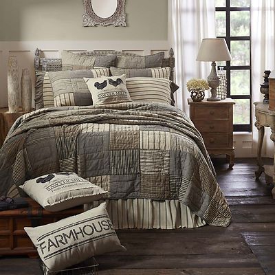 9-pc-SAWYER-MILL-FARMHOUSE-Quilt-Set-TWIN-QUEEN-CAL-KING-PRICE-MATCH-PLUS-VHC California King Quilts, Design Ložnic, Farmhouse Fabric, Bedroom Quilts, Plaid Quilt, Farmhouse Bedding, Farmhouse Bedroom Decor, King Quilt, Quilt Set