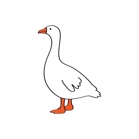 Geese Drawing, White Background Drawing, Cartoon Goose, Goose Drawing, Goose Tattoo, Sparrow Drawing, Cute Goose, Blue Rose Tattoos, Mini Doodle