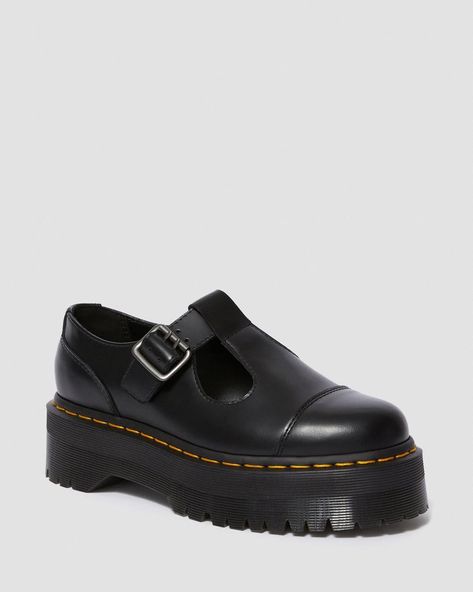 Dr. Martens Bethan Smooth Leather Platform Mary Jane Shoes Dr Martens Bethan, Dr Martens Outfits, Bar Shoes, Leather Platform Shoes, Mary Jane Platform Shoes, Zapatos Mary Jane, Black Platform Shoes, Platform Mary Janes, Black Polish