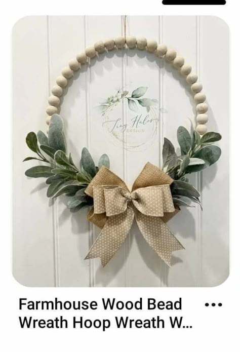 Bead Wreaths, Joululahjat Diy, Wood Bead Wreath, Beaded Wreath, Bead Wreath, Wood Beads Diy, Decoration Shabby, Wooden Wreaths, Door Wreaths Diy