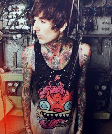 Oliver Sykes Support Tattoo, Drop Dead Clothing, Oli Sykes, Oliver Sykes, Love Band, Of Mice And Men, Bring Me The Horizon, Pierce The Veil, Drop Dead