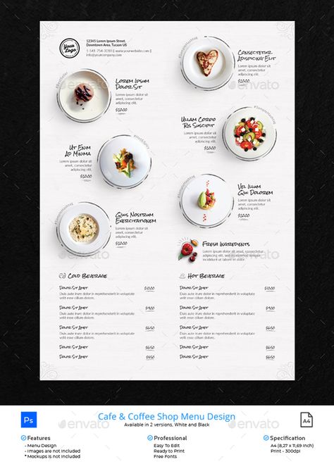 Clean Menu White Wood - Food Menus Print Templates Download here : https://graphicriver.net/item/clean-menu-white-wood/21623899?s_rank=60&ref=Al-fatih Menu Design Layout, Menu Sushi, Menu Design Inspiration, Cafe Menu Design, Coffee Shop Menu, Café Design, Menue Design, Bar Catering, Menu Layout