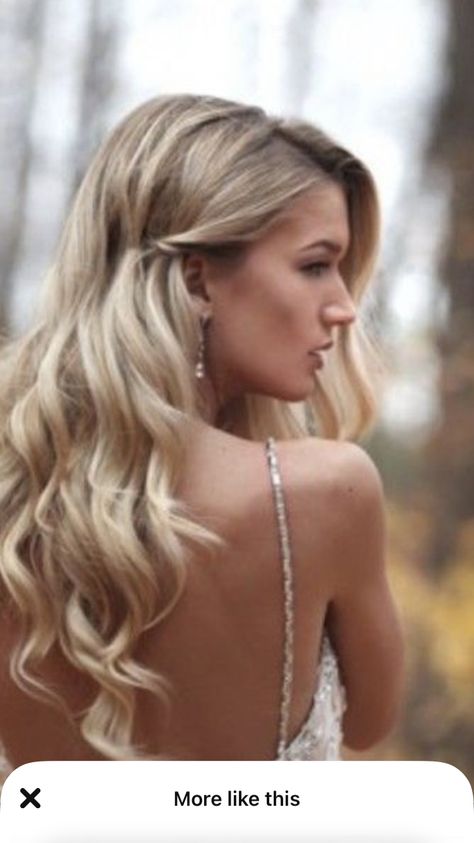 Bride Hair One Side Pinned Back, Bridesmaid Hair Up, Gold Blonde Hair, Bride Hair Down, Hair Pinned Back, Bride Hairstyles For Long Hair, Bridesmaid Hair Inspo, Bridal Hair Half Up, Bridal Party Hair