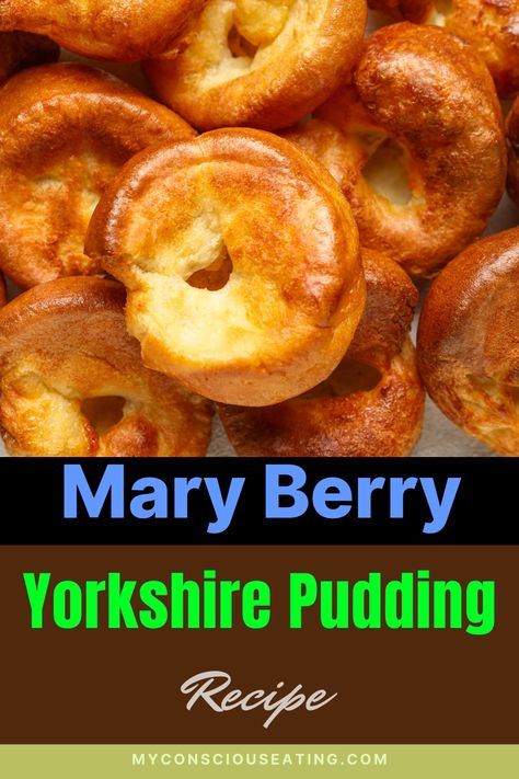 Yorkshire puddings on a dinner plate Mary Berry Yorkshire Pudding Recipe, British Pastries, Mary Berry Recipes Baking, Easy Yorkshire Pudding Recipe, Mary Berry Baking, Pop Overs, Yorkshire Pudding Recipe, Nettle Soup, British Baking Show Recipes