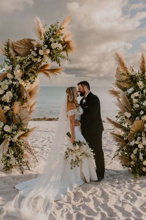 KEY WEST WEDDING  - CEREMONY DECOR - PAMPAS GRASS - WEDDING INSPO - BEACH WEDDING - DESTINATION WEDDING - DUARTE FLORAL DESIGN - FLORIDA KEYS WEDDING PLANNER Dreamy Elopement, Rose Gold Wedding Inspiration, Beach Wedding Arch, Dream Beach Wedding, Gold Wedding Inspiration, Tulum Wedding, Key West Wedding, Boho Beach Wedding, Beach Wedding Inspiration