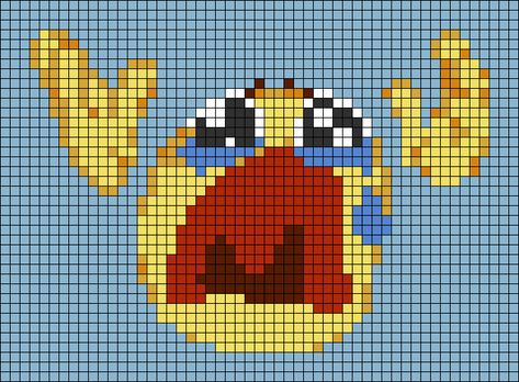 Funny Pixel Art Grid, Eye Alpha Pattern, Alpha Patterns Funny, Funny Alpha Pattern, Crochet Pixle Grids, Pixel Art Crochet, Pixel Art Funny, Smile Alpha Pattern, Funny Pixel Art