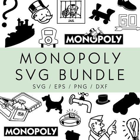 Monopoly Svg Bundle, Monopoly Symbols, Monopoly Characters, Monopoly Pieces, Monopoly Svg, Monopoly Png, Monopoly Eps Monopoly Game Pieces, Hoco Posters, Monopoly Theme, Monopoly Pieces, Custom Monopoly, Monopoly Cards, Canvas Workspace, Board Game Template, Etsy Poster