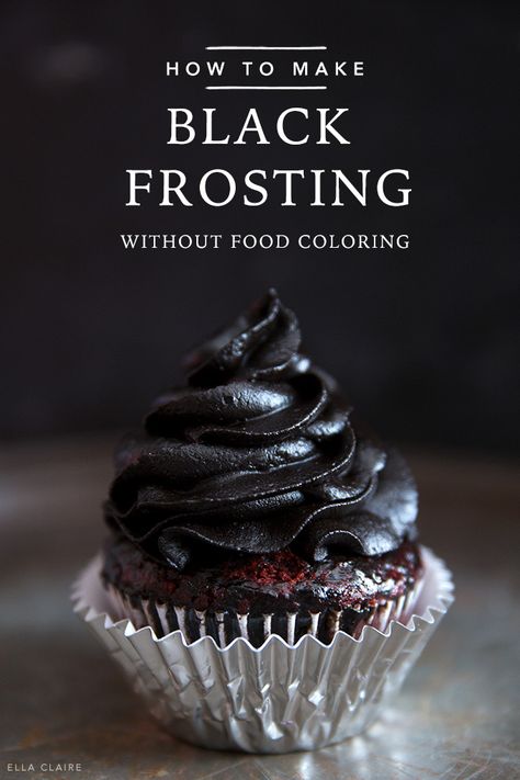 Black Buttercream Frosting, Black Buttercream, Frost Cupcakes, Black Frosting, Black Food Coloring, Cake Frosting Recipe, Spooky Black, Icing Frosting, Buttercream Frosting Recipe