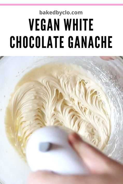 Easy dairy-free white chocolate ganache with just two ingredients. It's firm and pipeable and will hold its shape at room temperature. Vegan White Chocolate Cake, Vegan White Chocolate Ganache, Vegan Ganache Recipe, Dairy Free Ganache, Vegan Ganache, Chocolate Desserts Fancy, Dairy Free White Chocolate, Frost Cupcakes, Gluten Free Dairy Free Dessert