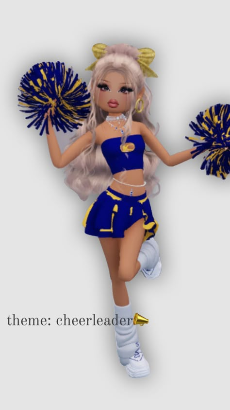 theme: cheerleader #dti #dresstoimpress 70’s Outfit, Fancy Dress Code, Dress Impress, Roblox Dress, Outfit Hacks, Aesthetic Roblox Royale High Outfits, Baddie Outfits Ideas, Cheerleading Outfits, Theme Dress