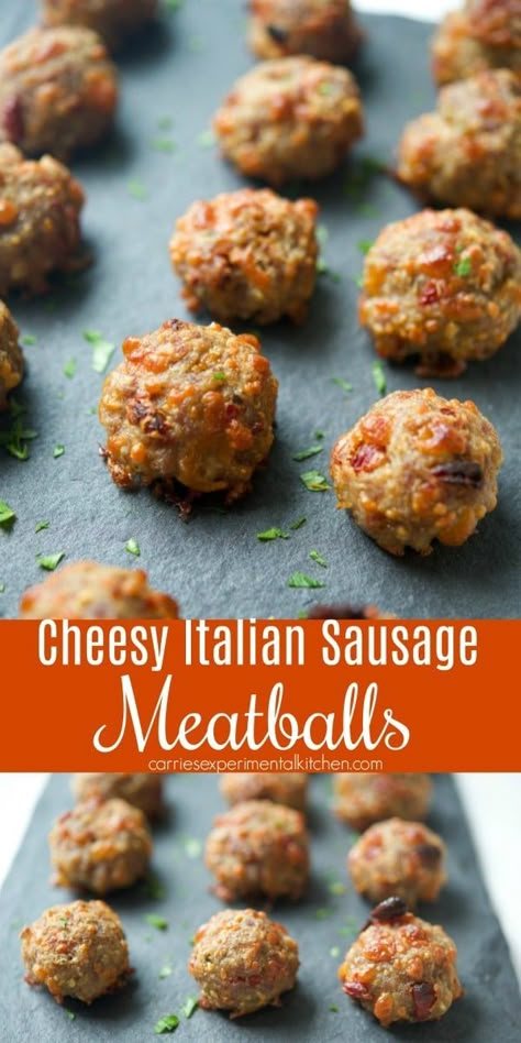 These Cheesy Italian Sausage Meatballs made with sun dried tomatoes, fresh basil, mozzarella and Pecorino Romano cheese is sure to please the game day snacker in your family.   #appetizer #snack #sausage #gameday Cheesy Italian Sausage, Italian Sausage Meatballs, Sausage Appetizers, Basil Mozzarella, Sausage Meatballs, Pecorino Romano Cheese, Pecorino Romano, Meat Appetizers, Romano Cheese