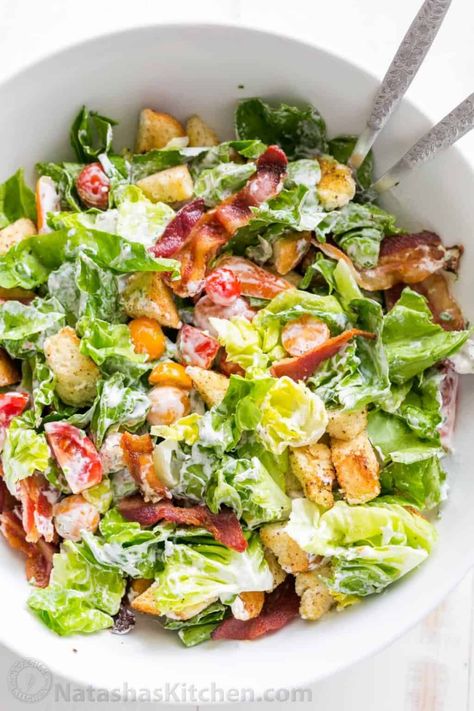 Blt Salad Dressing, Blt Salad Recipe, Lettuce Salad Recipes, Blt Salad, Lettuce Salad, Recipes Salads, Salad Dressing Recipes, Healthy Salad, Croutons