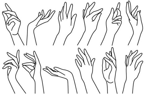 Woman hands line. outline drawn female d... | Premium Vector #Freepik #vector #logo #hand #woman #fashion Hand Outline, Side View Drawing, Woman Hands, Hands Icon, Hand Lines, Drawing Hands, Hand Drawing Reference, Hand Reference, Drawing Refs