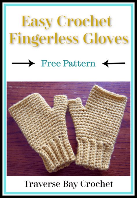 Simple Crochet Fingerless Gloves - Traversebaycrochet.com Fingerless Gloves Free Pattern, Easy Crochet Fingerless Gloves, Gloves Free Pattern, Crochet Gloves Free Pattern, Crochet Fingerless Gloves Free Pattern, Fingerless Gloves Pattern, Crochet Hand Warmers, Crochet Mittens Free Pattern, Fingerless Gloves Crochet Pattern