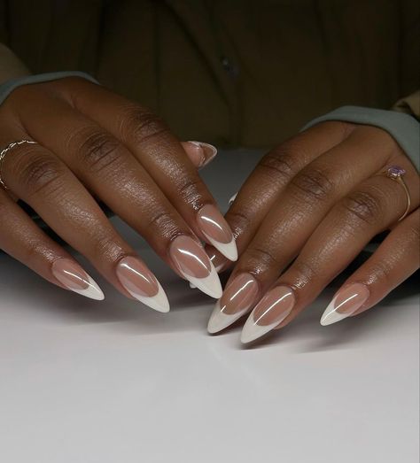 Apres French Nails, Glaze French Tip Nails, Glazed French Tip, Glazed French Tip Nails, Round French Tip Nails, Tip Nails Designs, Nails On Black Skin, Tip Nail Designs, Wedding Day Nails