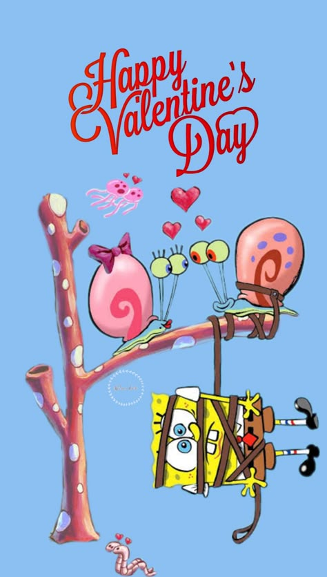 Spongebob Valentines Day Wallpaper, Spongebob Love Painting, Valentines Day Spongebob, Valentines Spongebob, Spongebob Valentines Day, Spung Bob, Spongebob Valentines, Cute Funny Wallpapers, Joke Wallpapers