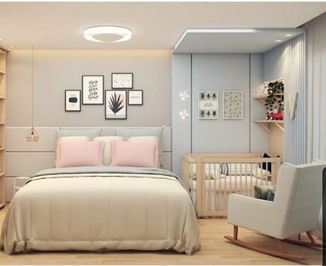 Simplicity Bedroom With Baby Sharing Ideas, Bedroom And Nursery Combo, Apartment Nursery, Creative Nursery, Small Room Nursery, Parents Bedroom, Baby Dresser, Modern Crib, Cozy Nursery