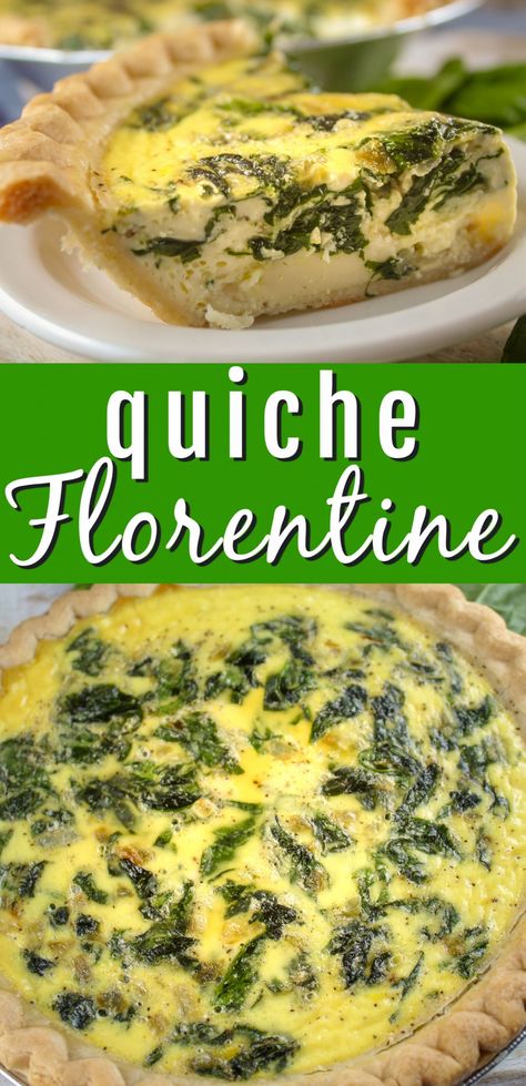 Easy Spinach Quiche, Quiche Florentine, Savory Quiche, Spinach Quiche Recipes, Florentines Recipe, Easy Custard, Recipe For Lunch, Easy Quiche, Breakfast Quiche Recipes