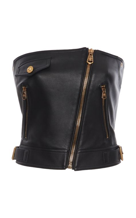 Versace Tops, Black Leather Corset, Versace Top, Biker Look, Leather Trend, Leather Bustier, Biker Chic, Versace Outfit, Biker Chick