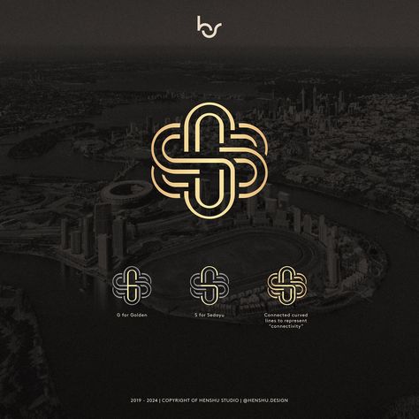 The philosophy behind Golden Sedayu’s logo design. The logo’s interwoven lines represent a powerful message. They symbolize not only the collaboration and strong bond between the two companies but also how Golden Sedayu’s projects connect people and provide seamless connectivity, that extends to their communities, fostering a foundation for a thriving future.  #HenShu #HenShuStudio #LogoDesign #Branding Connectivity Logo, Graphic Designer Branding, Branding 2023, Property Developer, S Logo Design, Designer Branding, Studio Branding, S Logo, Property Development