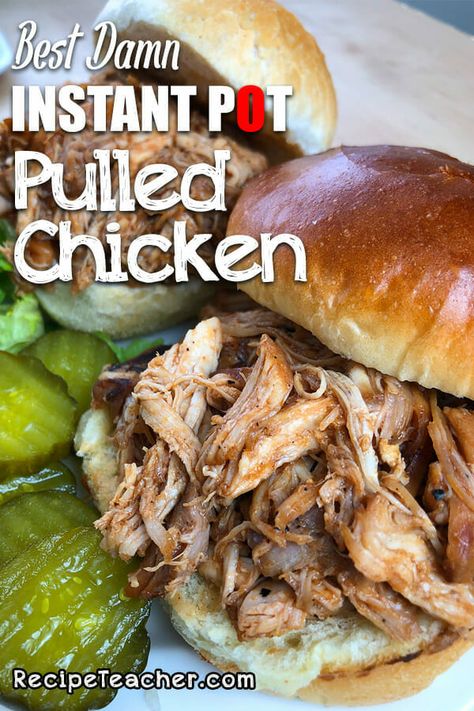 Instant Pot Pulled Chicken, Juicy Shredded Chicken, Bbq Pulled Chicken Sandwiches, Pulled Chicken Recipes, Bbq Pulled Chicken, Pulled Chicken Sandwiches, Easy Pressure Cooker Recipes, Pressure Cooker Recipe, Instant Pot Meals