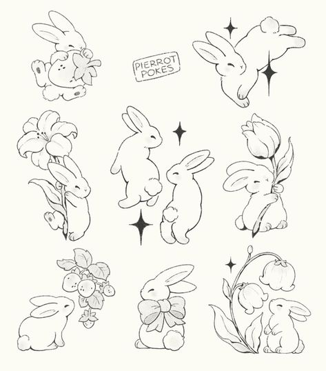 심플한 그림, Bunny Tattoos, Rabbit Tattoos, Bunny Drawing, Cute Little Tattoos, Have Inspiration, Bunny Art, Little Tattoos, Simplistic Tattoos