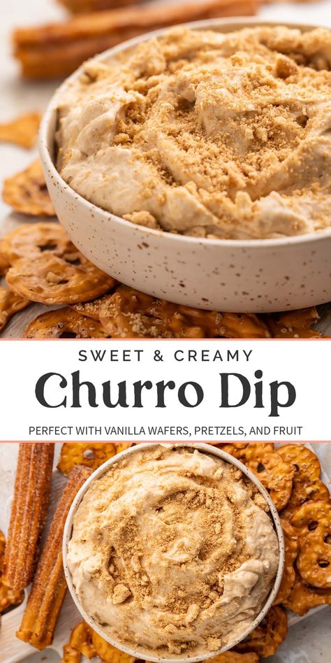 All the flavors of a churro in a sweet, creamy dip! Easy to make ahead and perfect with pretzels, graham crackers, cookies, or fruit, this fun dessert dip is a hit at every event. You can make it keto or gluten-free with a couple easy subs, too! Churro Dip, Sweet Dips Recipes, Dessert Dip Recipes, Dip Easy, Dessert Dip, Jalapeno Popper Dip, Fun Dessert, Sweet Dips, Taco Dip