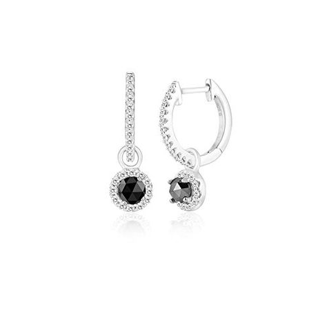 Diamond Earrings Design | 090 Cts Black  White Diamond Earrings in Silver * Continue to the product at the image link.(It is Amazon affiliate link) #likeme Fancy Diamond Earrings, Earring Aesthetic, White Diamond Earrings, Engagement Rings Vintage, Black Diamond Earrings, Diamond Earrings Design, Earrings Aesthetic, Amazon Associates Program, Earrings Design