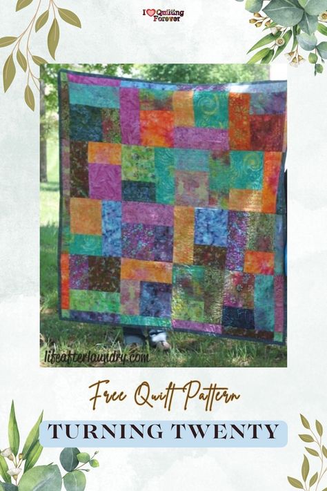 Free Quilt Pattern: Turning Twenty Quilt Keep On Turning Quilt Pattern, Turning Twenty Quilt Pattern Free, Turning 20 Quilt Pattern Free, Turning 20 Quilt, Turning Twenty Quilt Pattern, Turning Twenty Quilt, Quilt Pattern Free, Fat Quarter Quilt Pattern, Turning 20